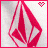 A 48x48 pixel animated buddy icon featuring a red and white geometric shape with a small heart symbol in the top-right corner, displayed as two sequential frames showing subtle motion changes.
