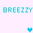 Pixelated cyan text "BREEZZY" repeats across a light pink background with three cyan heart symbols positioned between