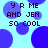 Pixelated text 'YR ME AND JEN SO COOL' in dark purple on light blue background with scattered blue circles, static image.