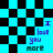 A pixelated with alternating cyan and black squares, featuring repeated text phrases in varying colors