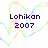 Pixelated text 'Lohikan 2007' and 'always & forever' over a multicolored heart-shaped line pattern on white background.