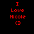 Red pixelated text on black background reads "I Love Nicole <3" with identical static display across all observations.