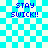 Blue pixelated text 'STAY SWICK!' on a cyan and white checkered background with animated light effects.