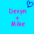 Pixelated blue background with pink text reading 'Deryn + Mike' and a small dark blue heart symbol above the left side of the text.