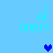 Pixelated blue background with cyan text and two distinct heart positions in a static animation sequence.