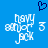 Blue background with white pixelated text reading 'navy actor jack' and a dark blue heart symbol above the text.
