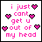 A 6-frame animated contact sheet of a pixel art buddy icon showing the phrase "i just cant get u out of my head" with pink text and heart symbols that change between filled and outlined states across frames.