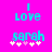 Pixelated text 'I Love sarah' on bright pink background with white and light purple stars below.