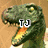 Three distinct dinosaur images with 'TJ' text overlay on each, arranged in a