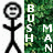 Black stick figure with circular head and simple facial features stands beside green pixelated background with white text.