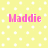 Pixelated pink text 'Maddie' appears three times on a yellow background with white squares, one section grayed out.