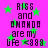 Pixelated text on bright pink background with green stars, reading 'RiSS and ANAHO are my life <333' in dark purple letters.