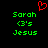 Static pixel art displays two identical green text blocks on black background with red heart symbol above center.