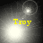 Four grayscale display a bright light source with yellow text 'Troy' overlaid, each showing different positions of the light and faint circular outlines