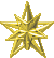 Six golden star-shaped icons arranged in a with one icon below the , all featuring metallic texture and varying star point counts