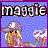 Pixelated 48x48 static buddy icon featuring a cartoon character with blonde hair, cowboy hat, and colorful outfit under the text "Maddie" on a blue background.
