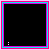 A 5x5 contact sheet of animated frames showing a pixel art animation with hearts, stars, and text elements evolving from simple shapes to full phrases on a black background with pink borders.