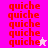 Red text 'quiche' repeated on pink and white backgrounds with a small star icon in the bottom-right corner.