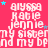 A static image with a bright pink background featuring repeated text and small star icons in light blue and purple.