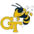 Static pixelated icon of a yellow and black bee with white wings positioned above large golden letters 'GT' on a transparent background.