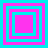 Four square each contain nested squares in alternating cyan and magenta colors, arranged in a with no visible motion