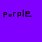 A split-screen image with a purple background on the left displaying 'Purple' in black pixelated text and a white background on the right showing 'White' in identical style.