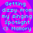 Four identical pixelated display cyan text on a purple-pink spiral background with no visible animation changes