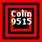 Four red and black square frames display 'Colin 9515' text with varying red block overlays on white lettering.