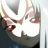 A 48x48 pixel animated buddy icon featuring a split composition with an anime-style character on the left and text elements on the right against a black background.