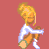 Animated contact sheet showing a pixelated character with orange hair and blue clothing sitting on the left, surrounded by repeated text variations of 'School' in white against a red background.