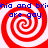 Four identical red and white spiral patterns arranged in a with blue text reading "hia and brihia and bri are gay" overlaid on each spiral