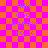 Pixelated text 'allie and kenzie rock' on a checkered background with orange and pink squares, showing two identical static views.