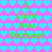 Pixelated text 'I Love You Rachael' in green on a heart-patterned background with blue and pink gradient hearts.