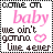 A 5x5 contact sheet of animated frames showing a repeating pattern of text and symbols in pink and black on a transparent background.