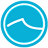 Circular blue icon with white border and white wave symbol inside, rendered in pixelated style.