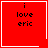 Red square icon with black text 'i love eric' and white border, featuring animated heart or star symbol in bottom-right corner.