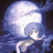 A 48x48 pixel buddy icon featuring a stylized anime character with long blue hair and white highlights against a black background, paired with text reading "Anime IM" and "com" in a pixelated font.