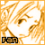 Pixelated anime-style face with closed eyes and flowing hair, orange border, black text reading 'Fan' at bottom left.