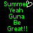 Green pixelated text on black background with a white heart symbol replacing the 'e' in 'Summer', repeated twice side-by-side.