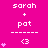 A static pink background displays repeated text and symbols in white, with animated heart variations on the left side of each