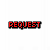Six pixelated 'REQUEST' text icons arranged in two , each with distinct color schemes and outlines