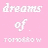 Pixelated text on pink background with gray rectangle, showing repeated 'dreams of tomorrow' in white font across multiple
