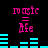 Pixelated pink text 'music = life' above cyan audio equalizer bars on black background, with animated bar height changes.