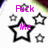 A four- of star-themed icons with pink text reading Fuck Me Under The Stars, each showing a different text segment over a white background with black-outlined stars