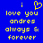 Blue background with yellow pixelated text reading "i love you andres always & forever" where the 'o' in 'love' is replaced by a heart symbol.