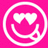 Pixelated pink icon with white smiley face and heart-shaped eyes, text asking if appearance matches when looking at someone.