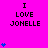 Bright pink background with black text "I LOVE JONELLE" repeated across the image, blue heart symbols scattered in vertical and horizontal arrangements.