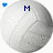 A white volleyball with blue text and small blue heart accents appears in four , displaying different text in each