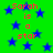 Green background with blue stars and red text reading 'Sarah is a star' repeated across the image.
