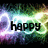 Animated icon with glowing neon background displaying sequential text: 'happy', then 'new', then 'year!' in black pixelated font.
